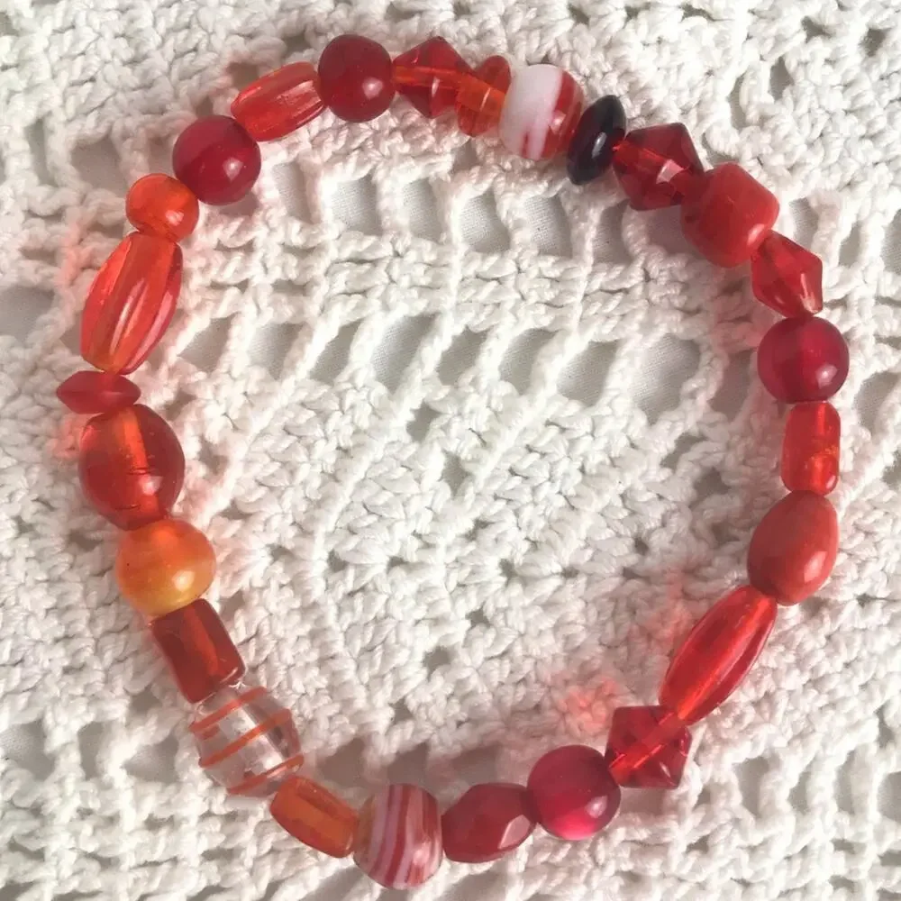 Dragonfly Coral Orange Brass Stackable Bracelets